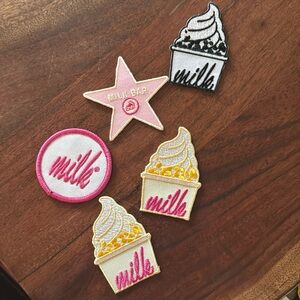 Set of 5 milk bar iron on patches